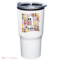 Teacher Retro Halloween Ghost Tumbler thumb 0