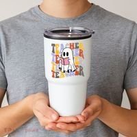 Teacher Retro Halloween Ghost Tumbler thumb 2