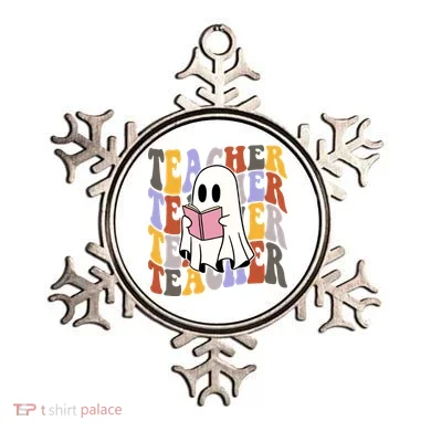 Teacher Retro Halloween Ghost Ornament