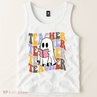Teacher Retro Halloween Ghost Tank Top thumb 2
