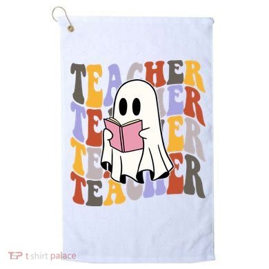 Teacher Retro Halloween Ghost Golf Towel