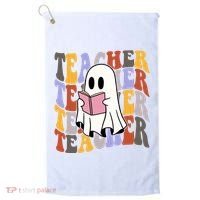 Teacher Retro Halloween Ghost Golf Towel thumb 0