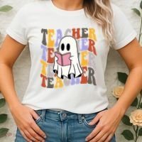 Teacher Retro Halloween Ghost Women's T-Shirt thumb 2