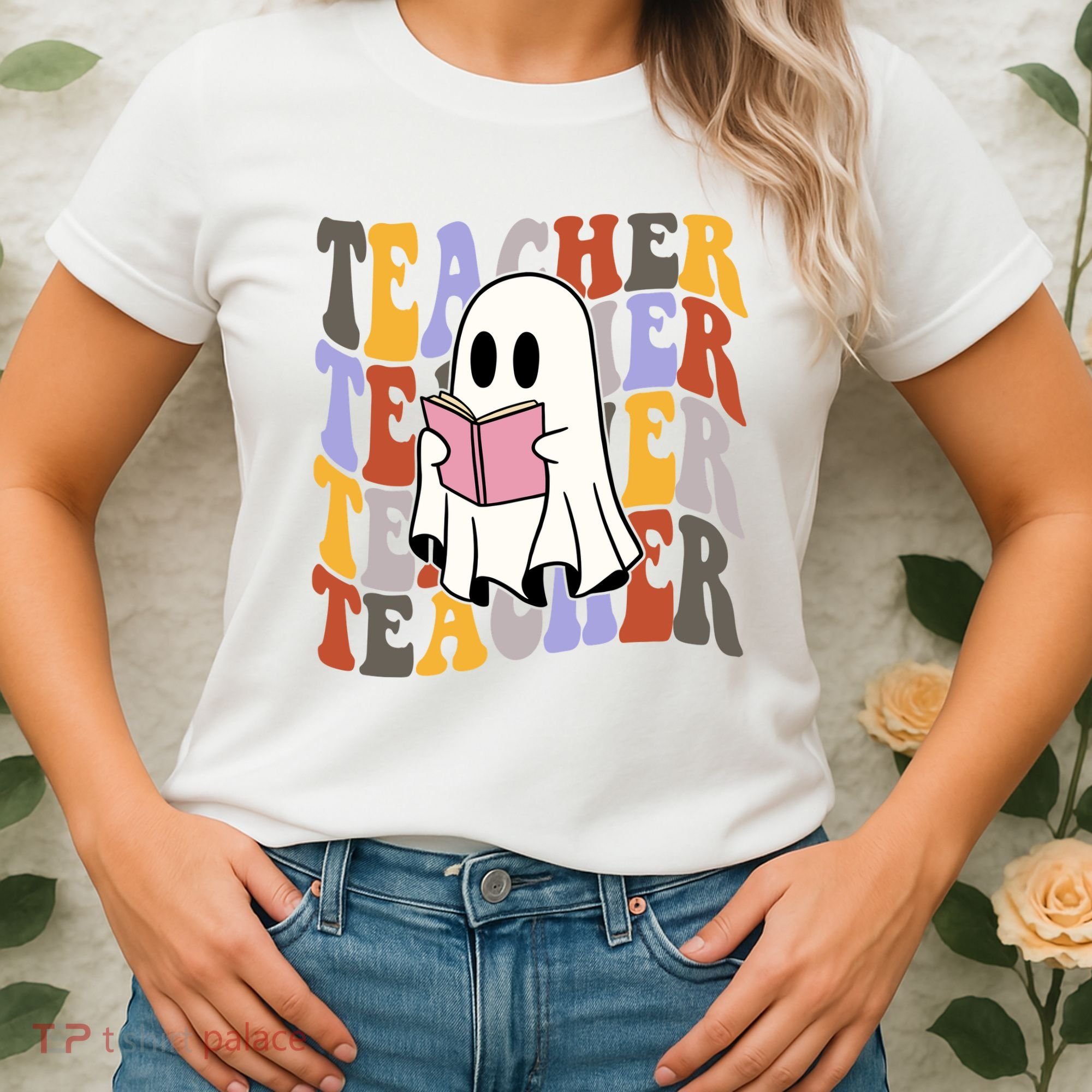 Teacher Retro Halloween Ghost Women's T-Shirt