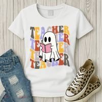 Teacher Retro Halloween Ghost Women's T-Shirt thumb 3