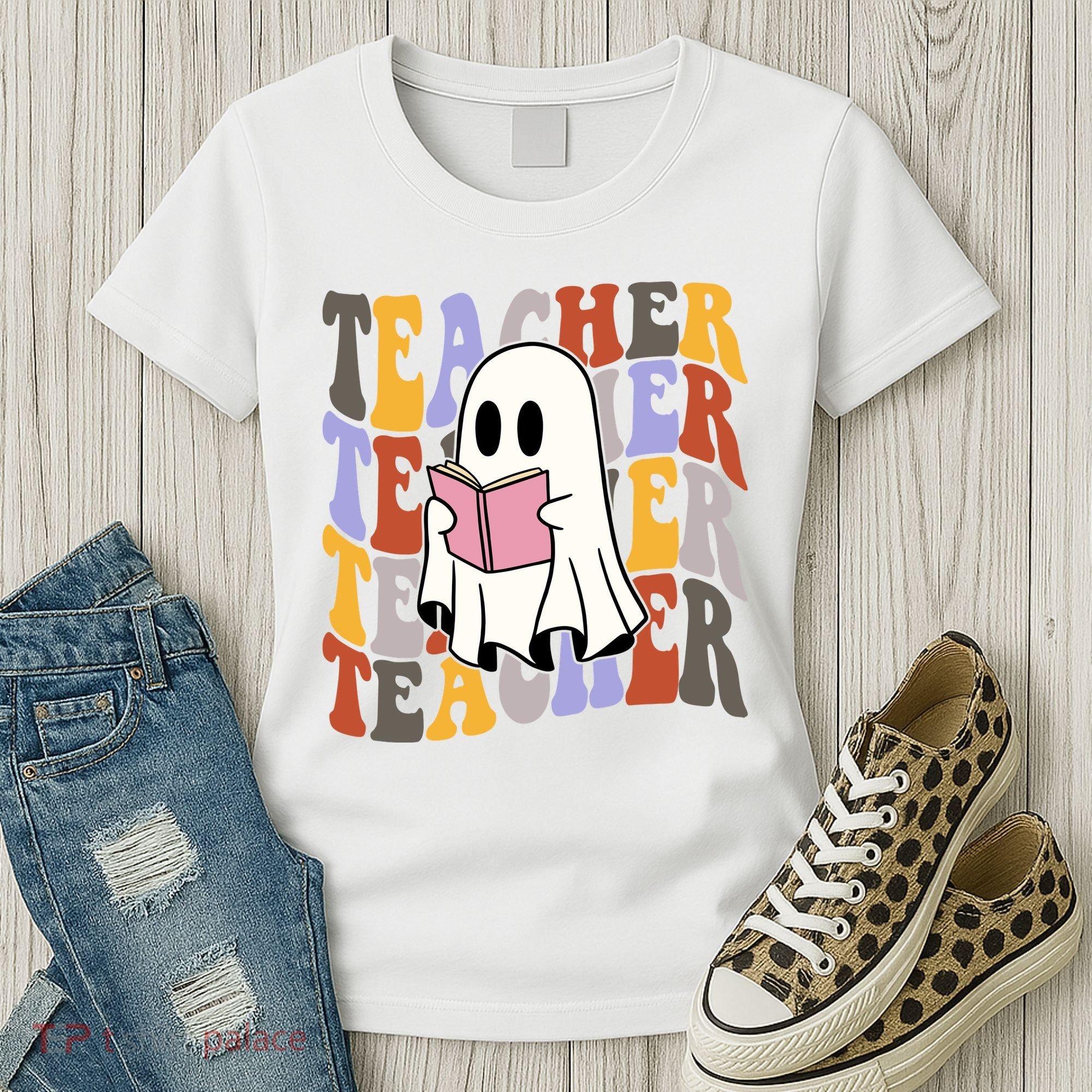 Teacher Retro Halloween Ghost Women's T-Shirt