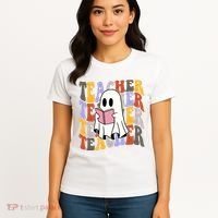 Teacher Retro Halloween Ghost Women's T-Shirt thumb 4