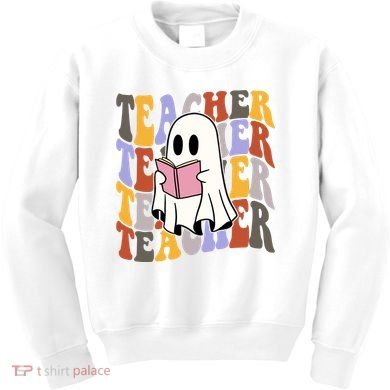 Teacher Retro Halloween Ghost Kids Sweatshirt