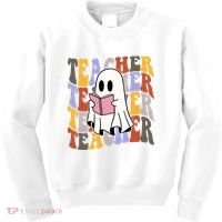 Teacher Retro Halloween Ghost Kids Sweatshirt thumb 0