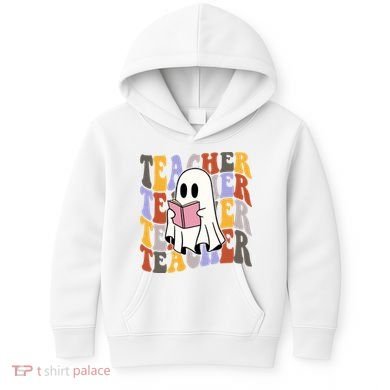 Teacher Retro Halloween Ghost Kids Hoodie