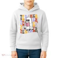 Teacher Retro Halloween Ghost Kids Hoodie thumb 4