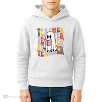 Teacher Retro Halloween Ghost Kids Hoodie thumb 4