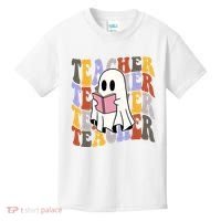Teacher Retro Halloween Ghost Kids T-Shirt thumb 0