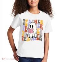 Teacher Retro Halloween Ghost Kids T-Shirt thumb 2
