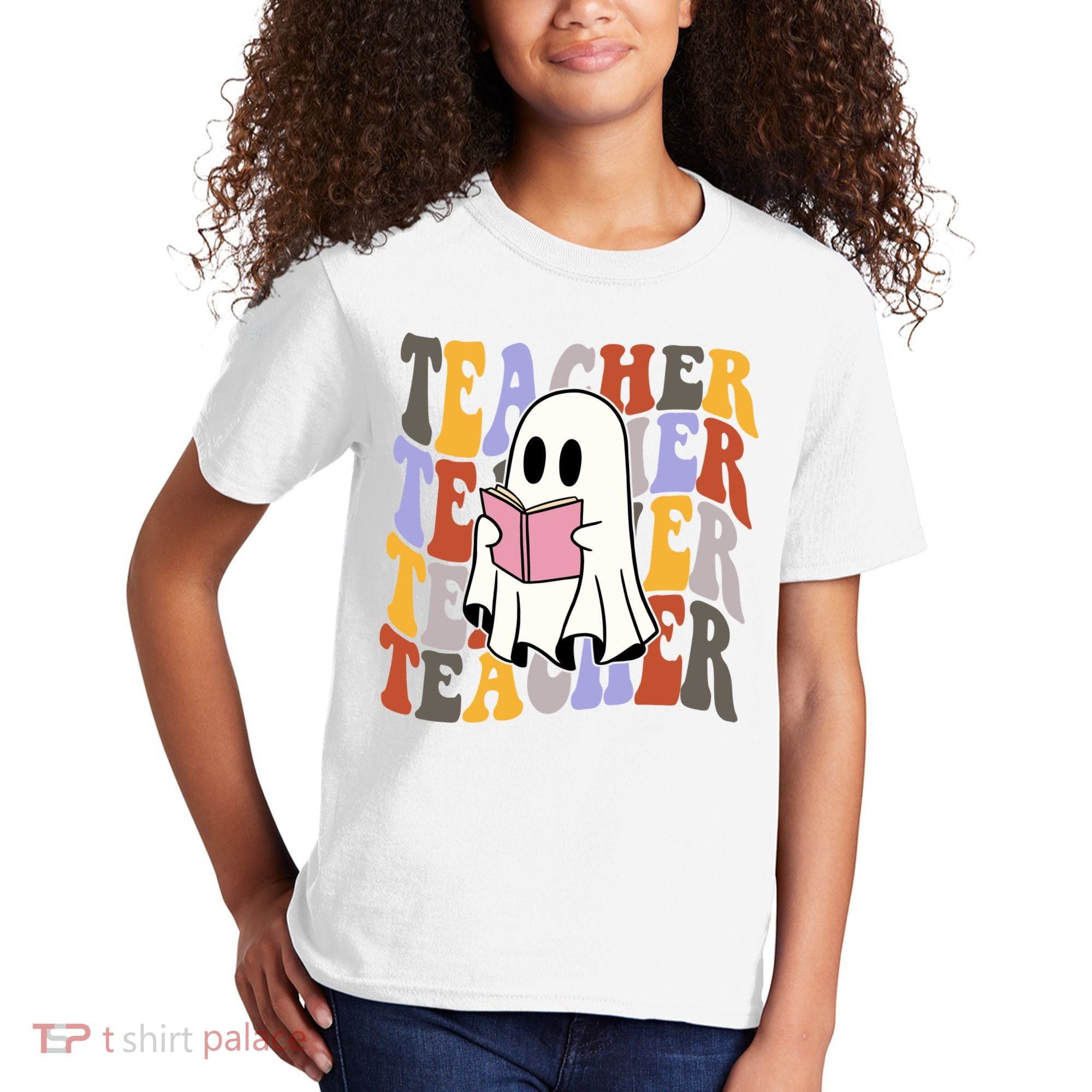 Teacher Retro Halloween Ghost Kids T-Shirt