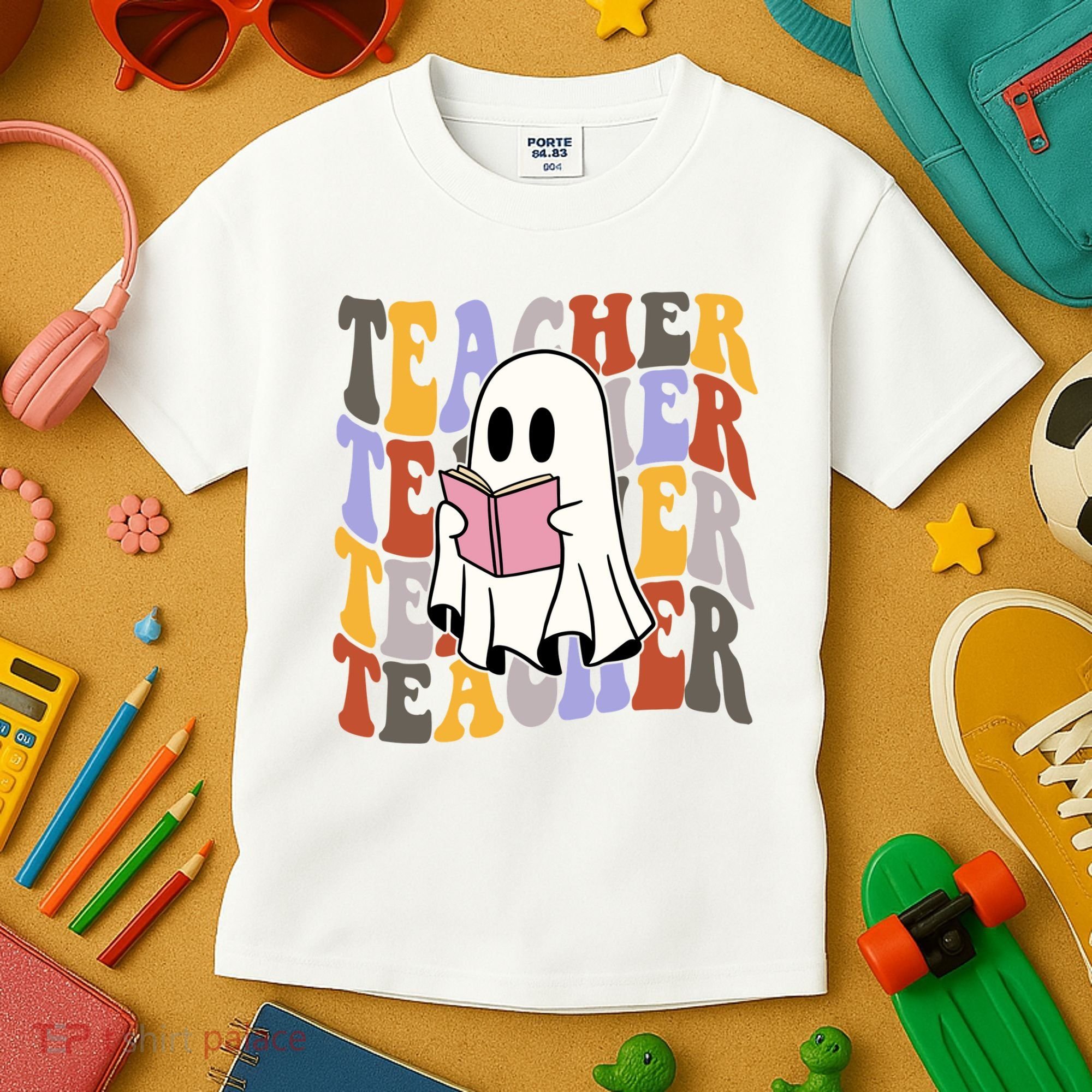 Teacher Retro Halloween Ghost Kids T-Shirt