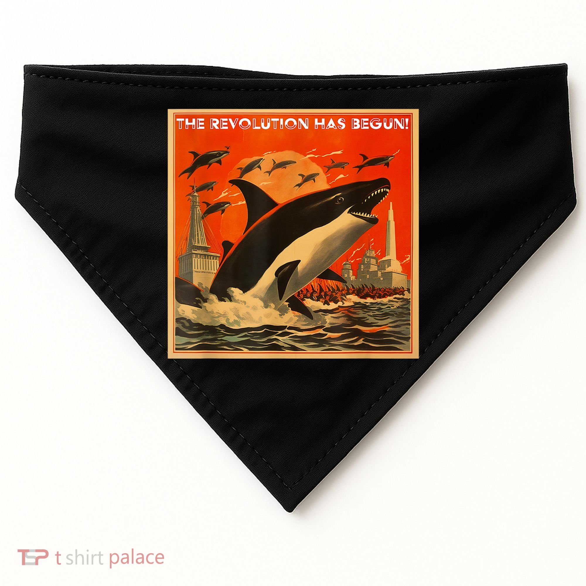 The Revolution Has Begin White Gladis Orcas Eat The Rich USA-Made Doggie Bandana