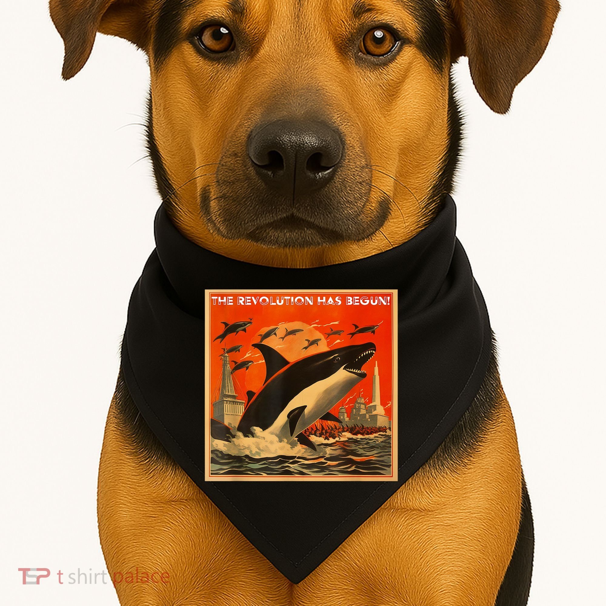The Revolution Has Begin White Gladis Orcas Eat The Rich USA-Made Doggie Bandana