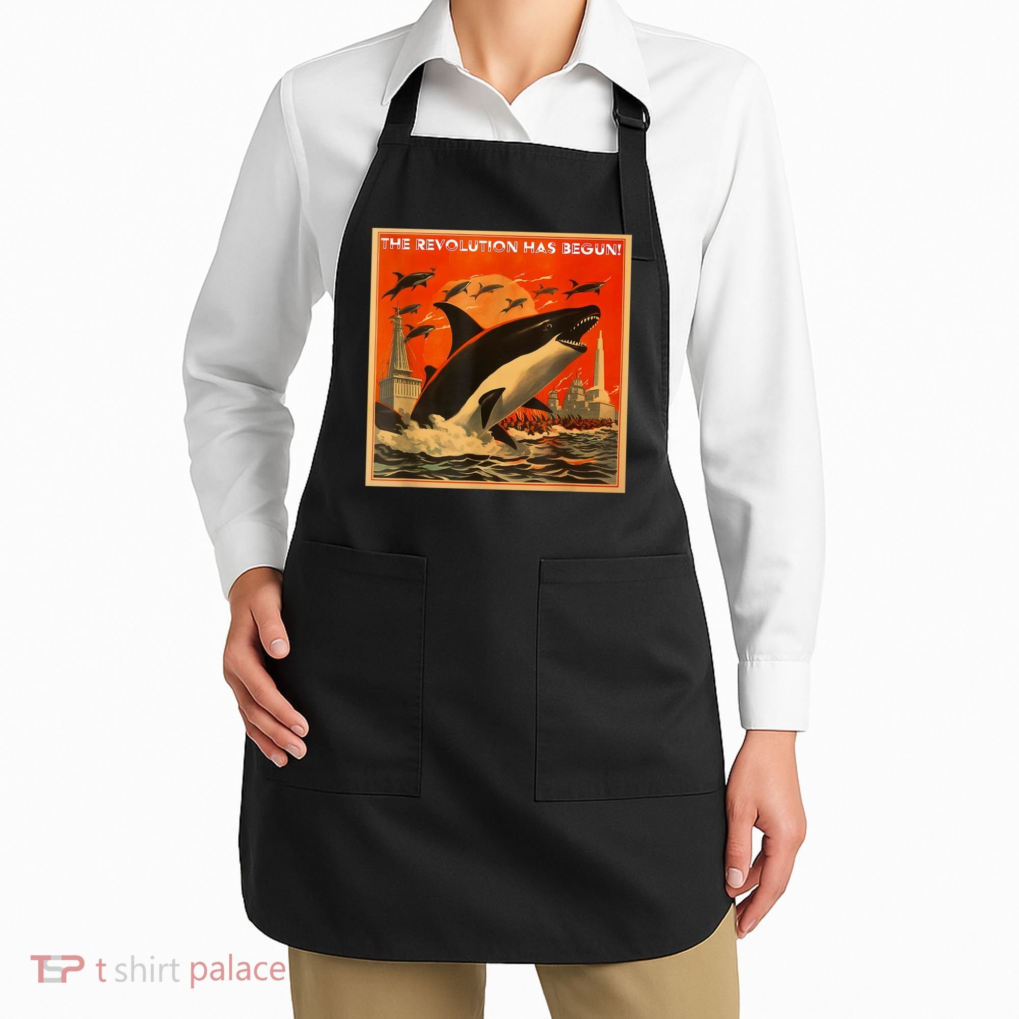 The Revolution Has Begin White Gladis Orcas Eat The Rich Apron