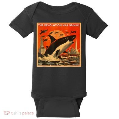 The Revolution Has Begin White Gladis Orcas Eat The Rich Baby Bodysuit