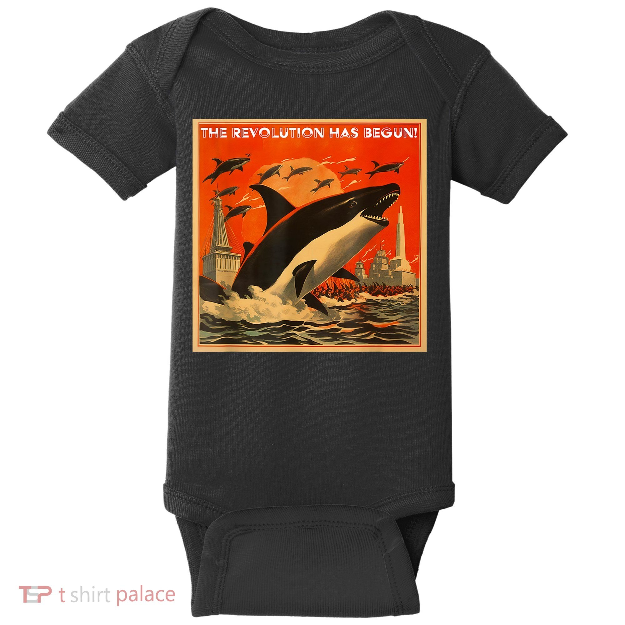 The Revolution Has Begin White Gladis Orcas Eat The Rich Baby Bodysuit