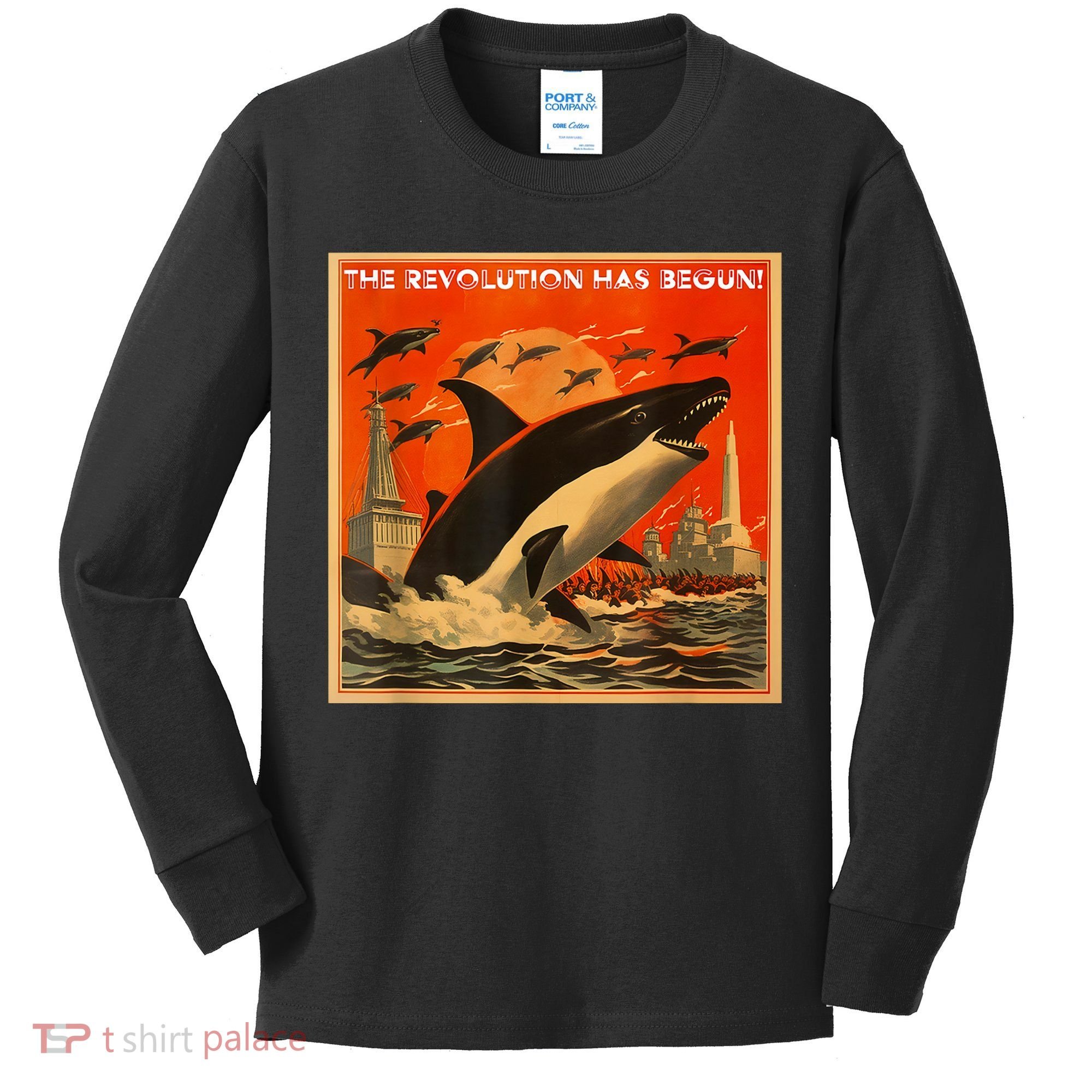 The Revolution Has Begin White Gladis Orcas Eat The Rich Kids Long Sleeve Shirt