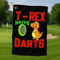 T Rex Hates Darts Golf Towel thumb 1