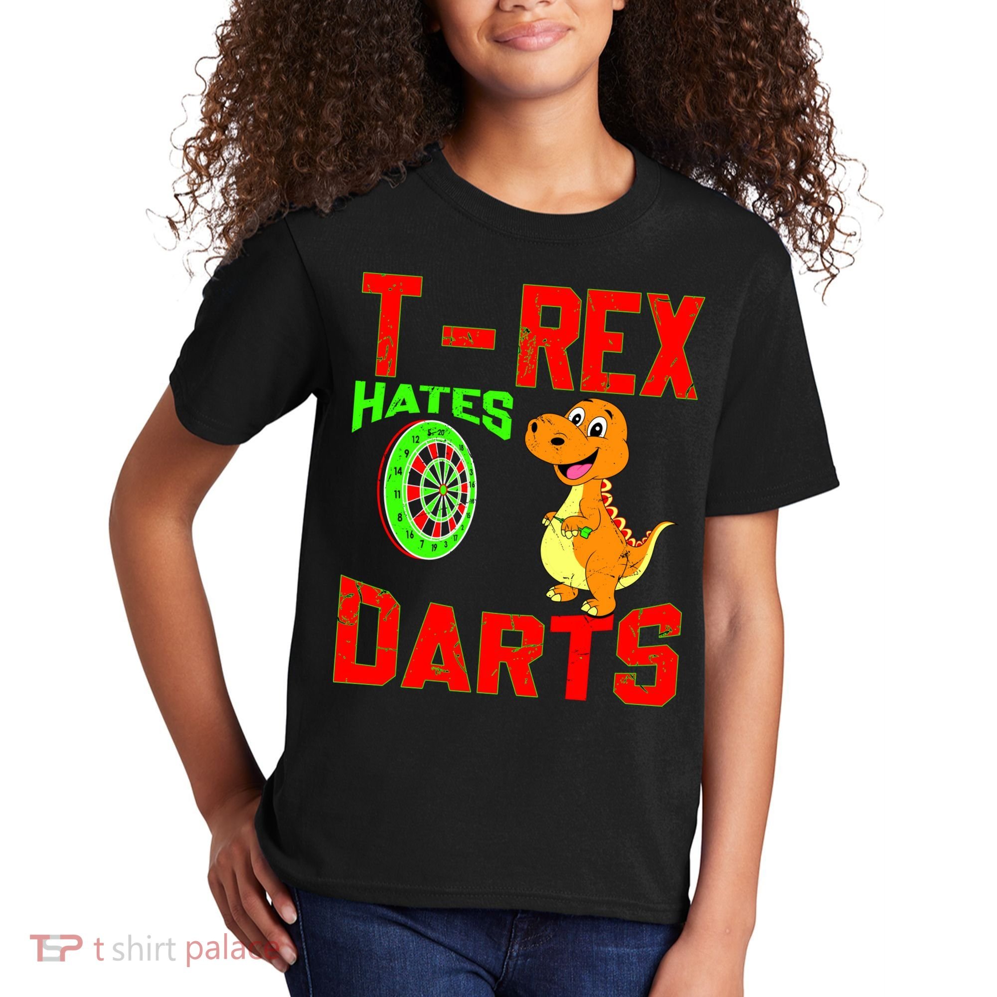 T Rex Hates Darts Kids T-Shirt