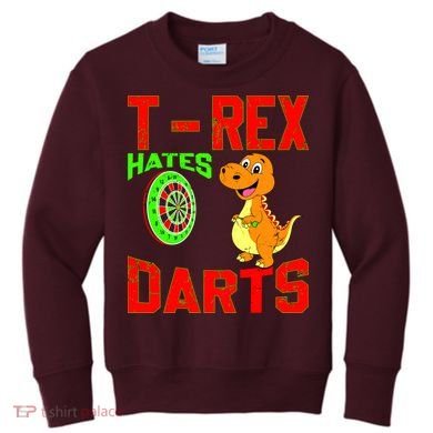 T Rex Hates Darts Kids Sweatshirt
