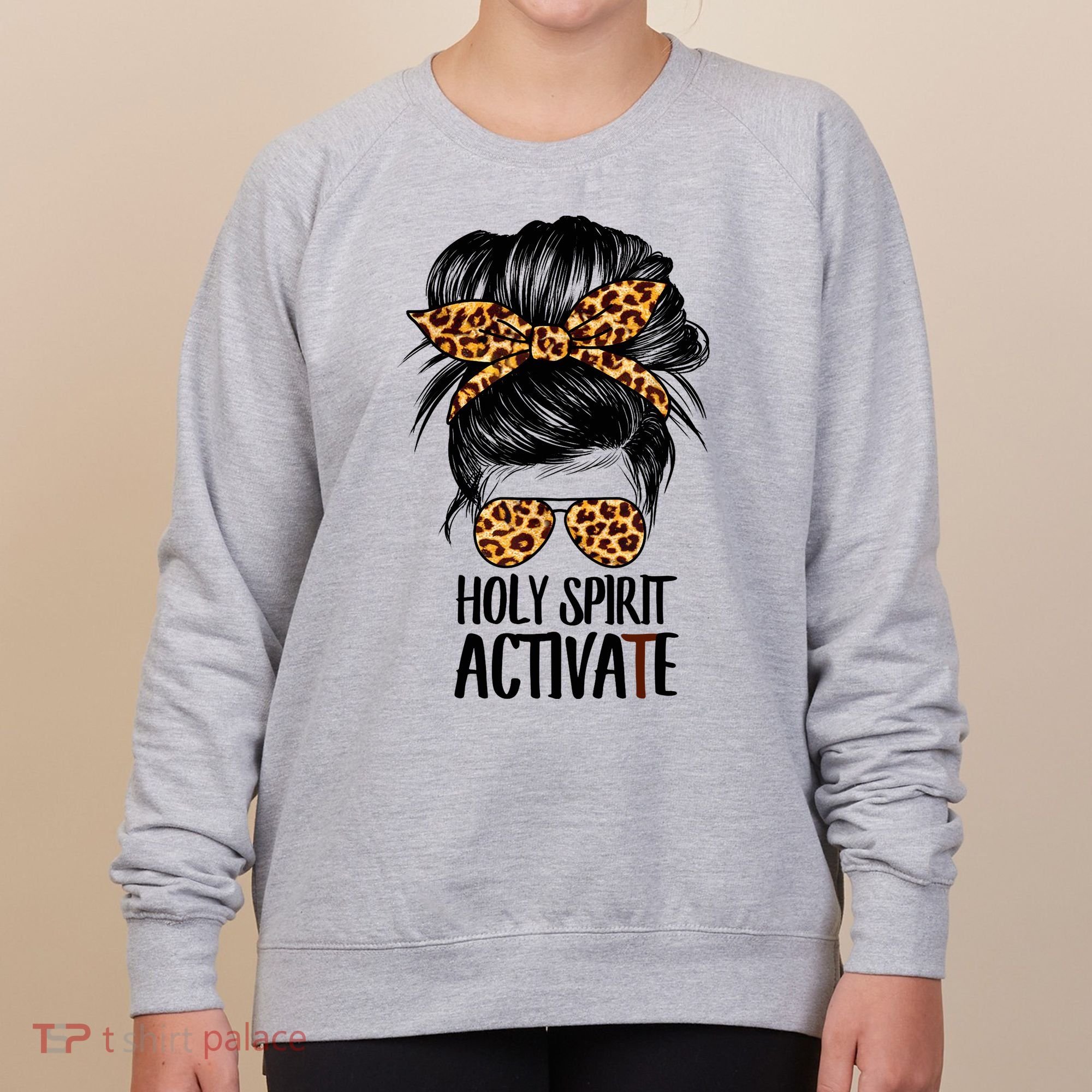 Trendy Religious Holy Spirit Cool Mom Life Leopard Print Women's Sweatshirt