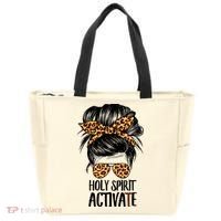 Trendy Religious Holy Spirit Cool Mom Life Leopard Print Tote Bag thumb 0