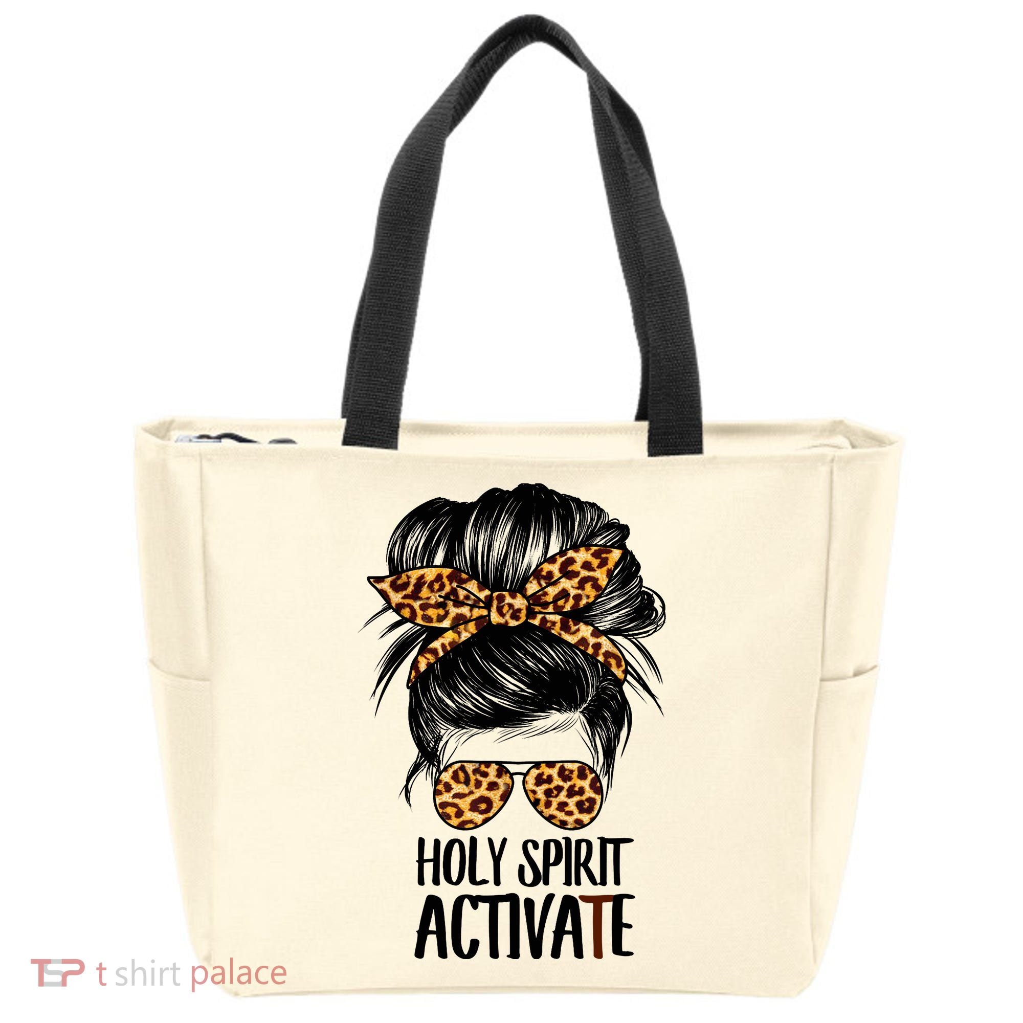 Trendy Religious Holy Spirit Cool Mom Life Leopard Print Tote Bag