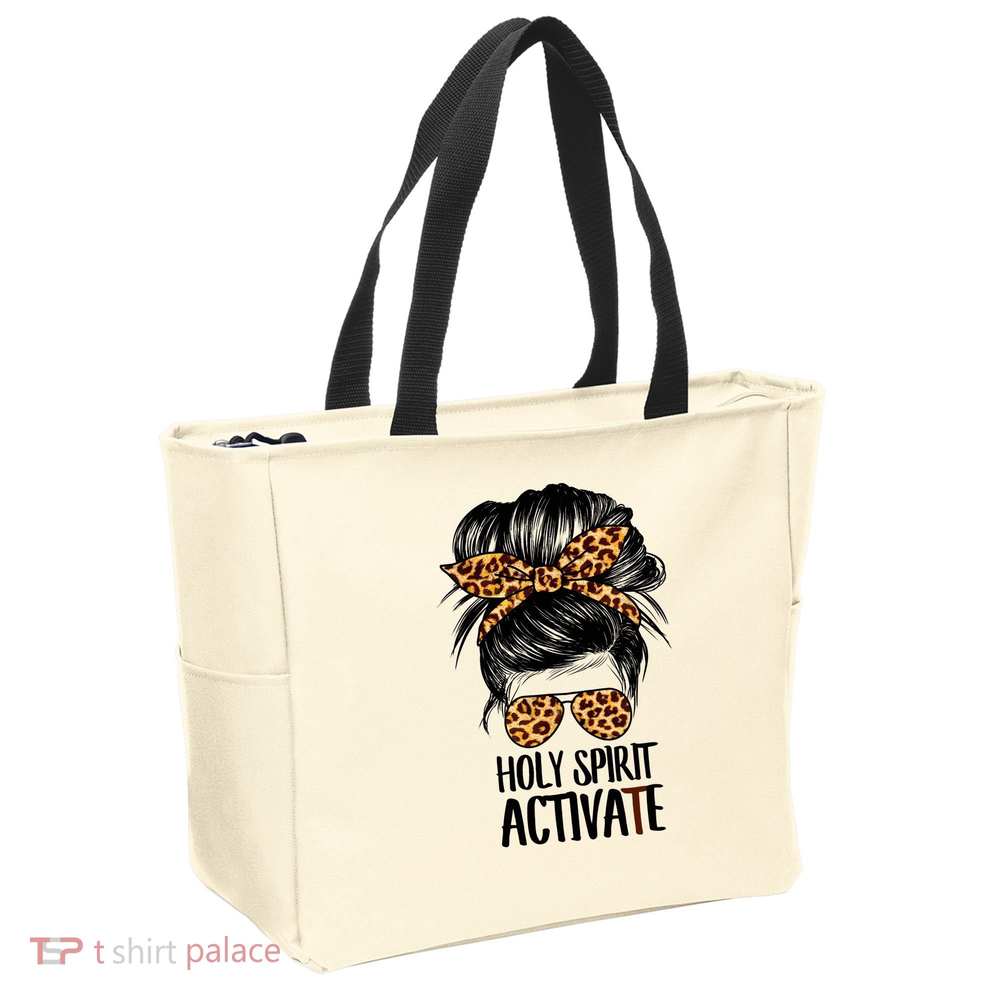Trendy Religious Holy Spirit Cool Mom Life Leopard Print Tote Bag