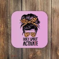 Trendy Religious Holy Spirit Cool Mom Life Leopard Print Coaster thumb 0