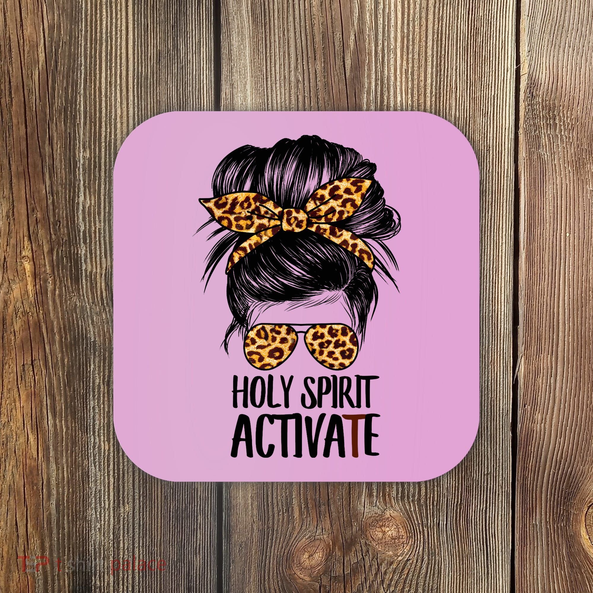 Trendy Religious Holy Spirit Cool Mom Life Leopard Print Coaster