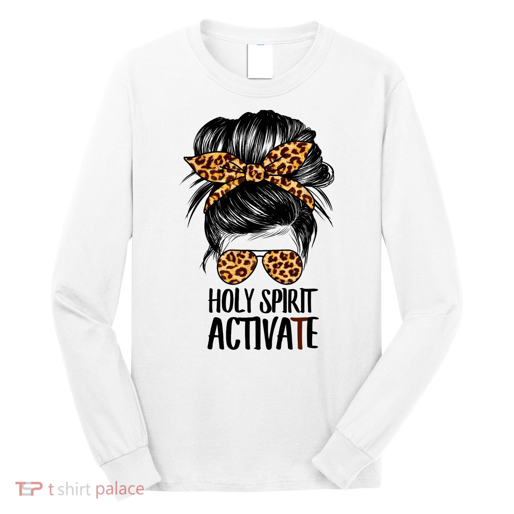 Trendy Religious Holy Spirit Cool Mom Life Leopard Print Long Sleeve Shirt