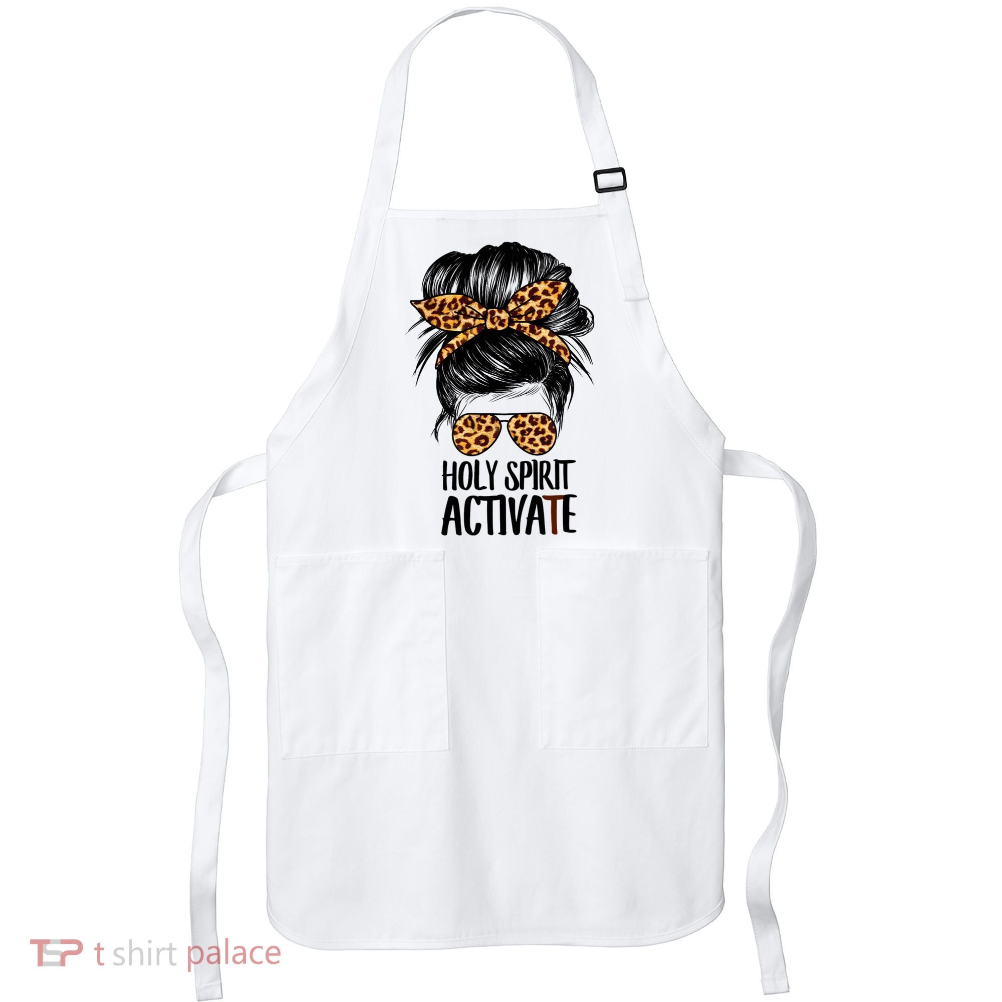 Trendy Religious Holy Spirit Cool Mom Life Leopard Print Apron