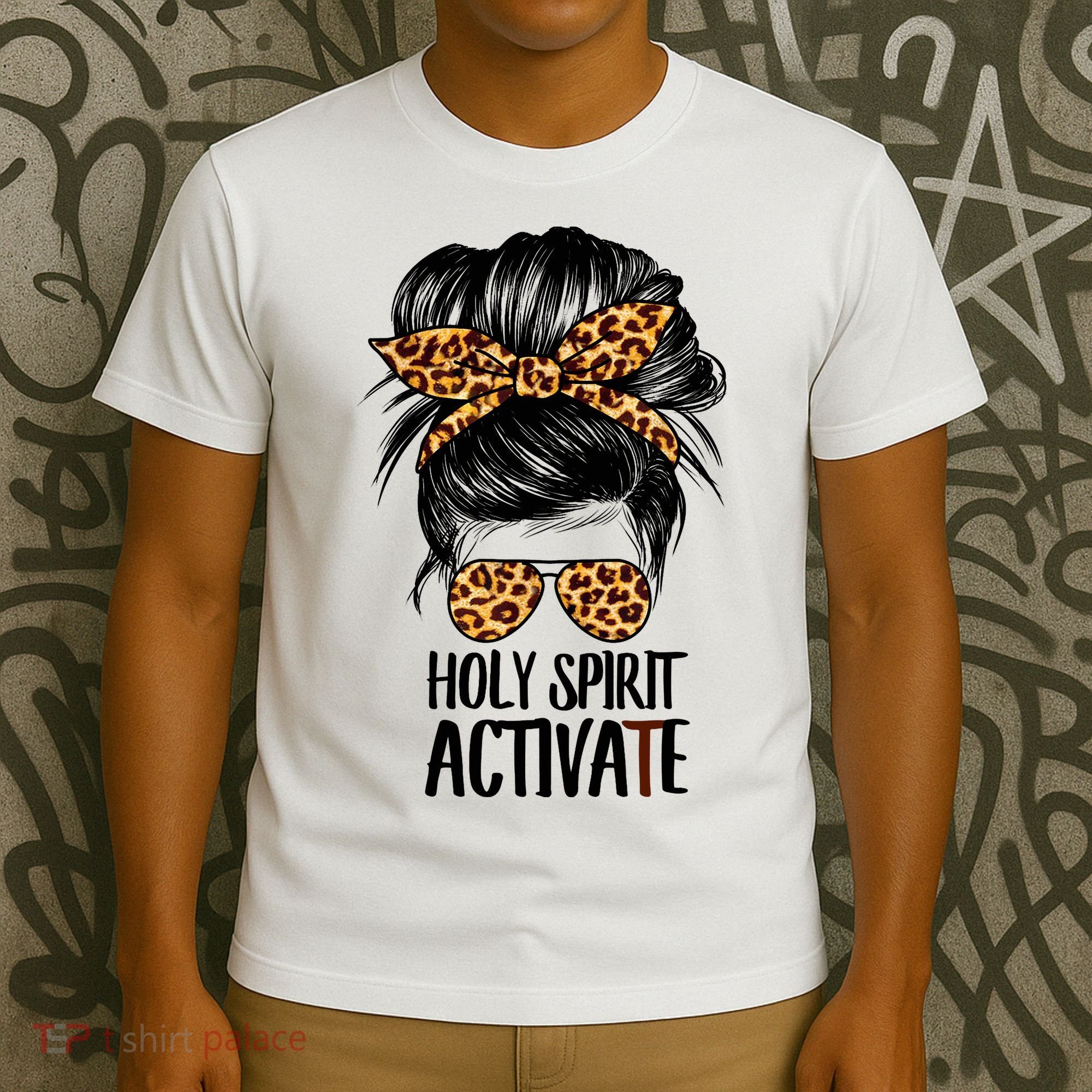 Trendy Religious Holy Spirit Cool Mom Life Leopard Print T-Shirt