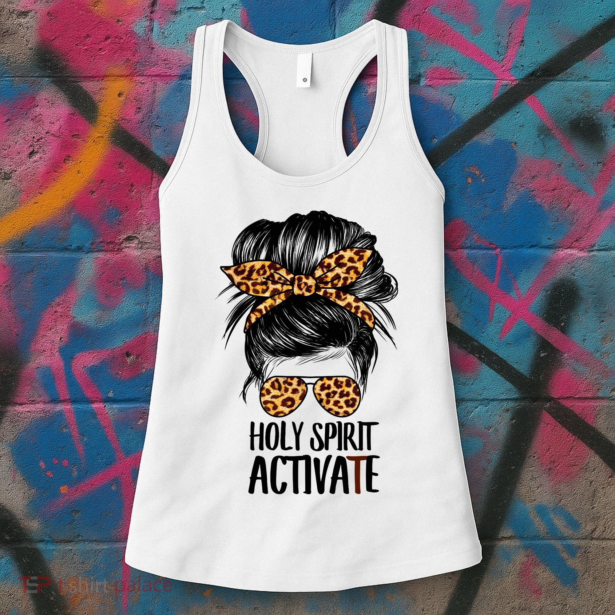 Trendy Religious Holy Spirit Cool Mom Life Leopard Print Women's Tank Top