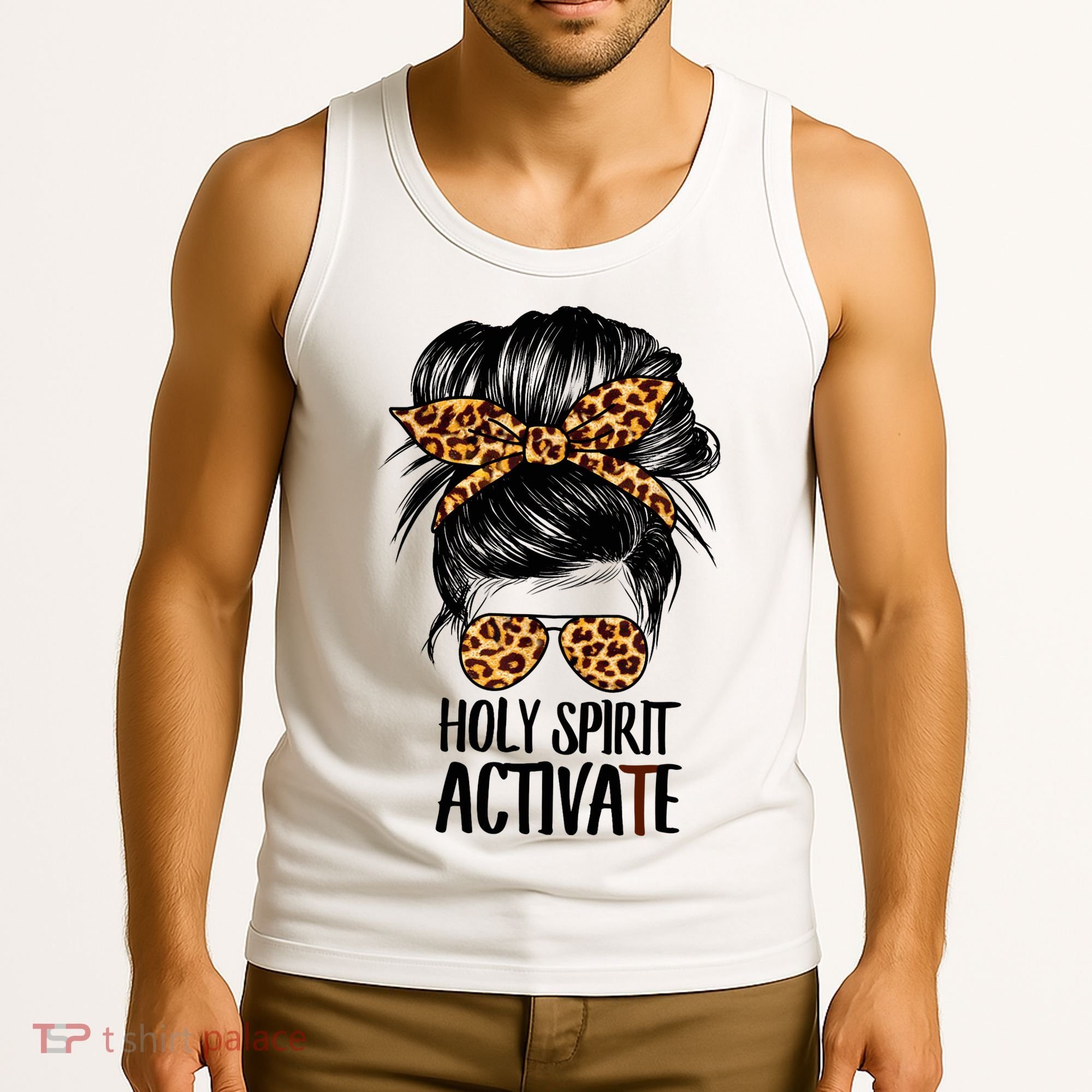 Trendy Religious Holy Spirit Cool Mom Life Leopard Print Tank Top