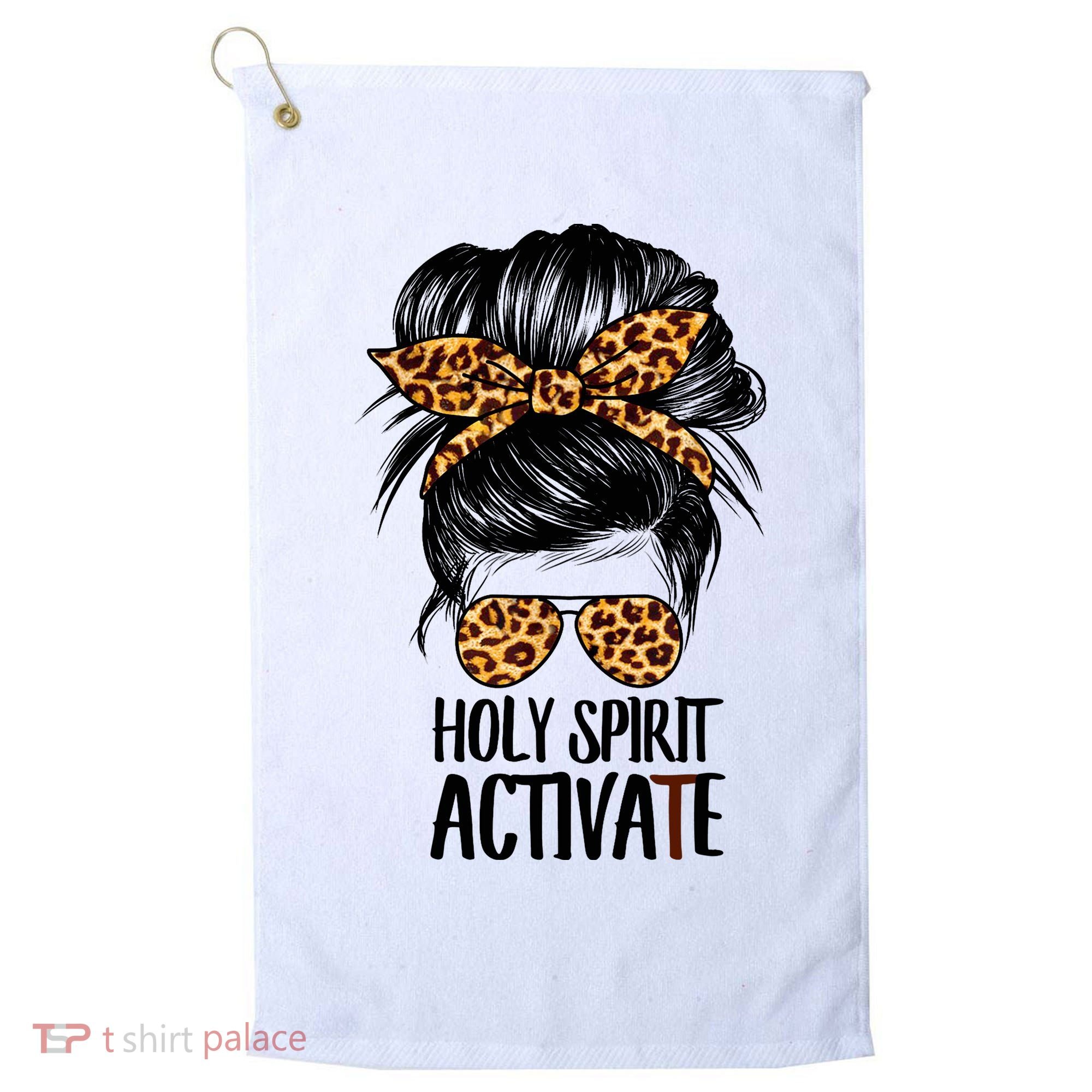 Trendy Religious Holy Spirit Cool Mom Life Leopard Print Golf Towel