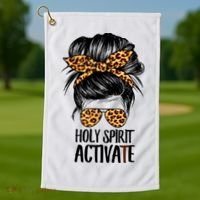 Trendy Religious Holy Spirit Cool Mom Life Leopard Print Golf Towel thumb 1