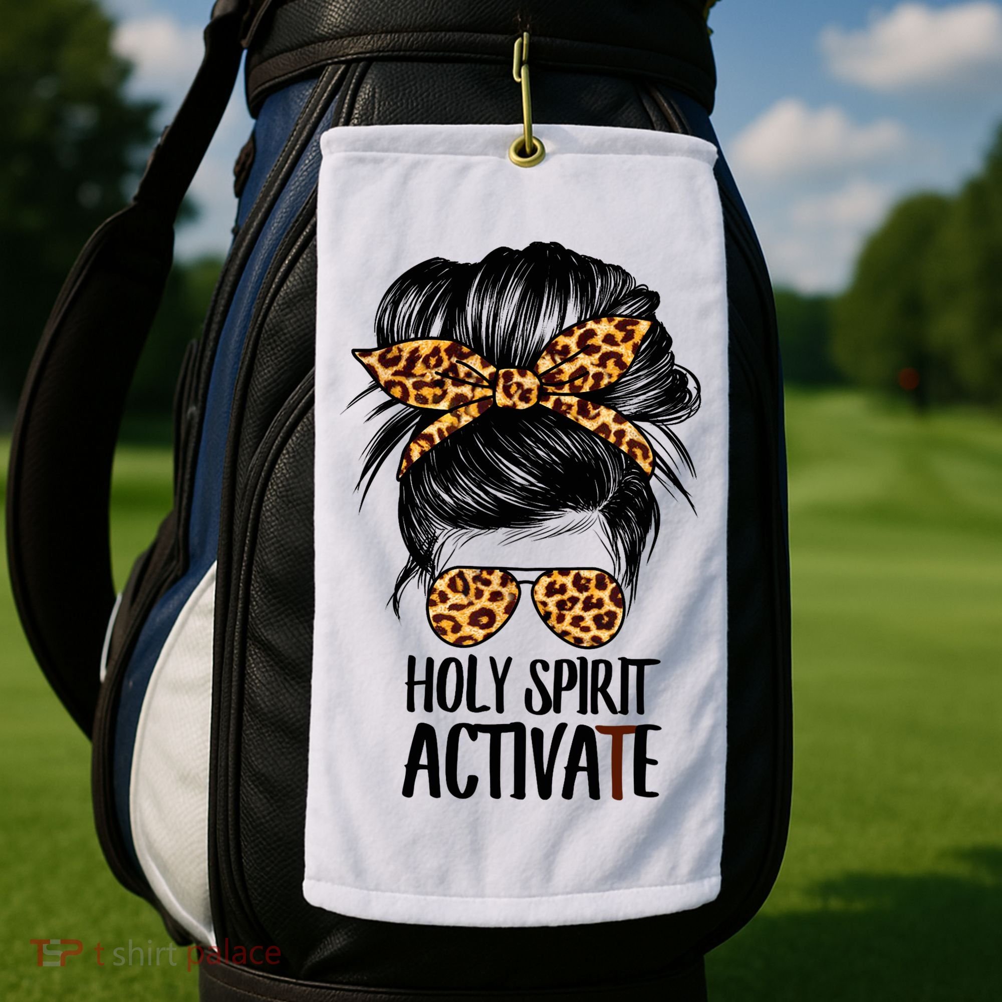 Trendy Religious Holy Spirit Cool Mom Life Leopard Print Golf Towel