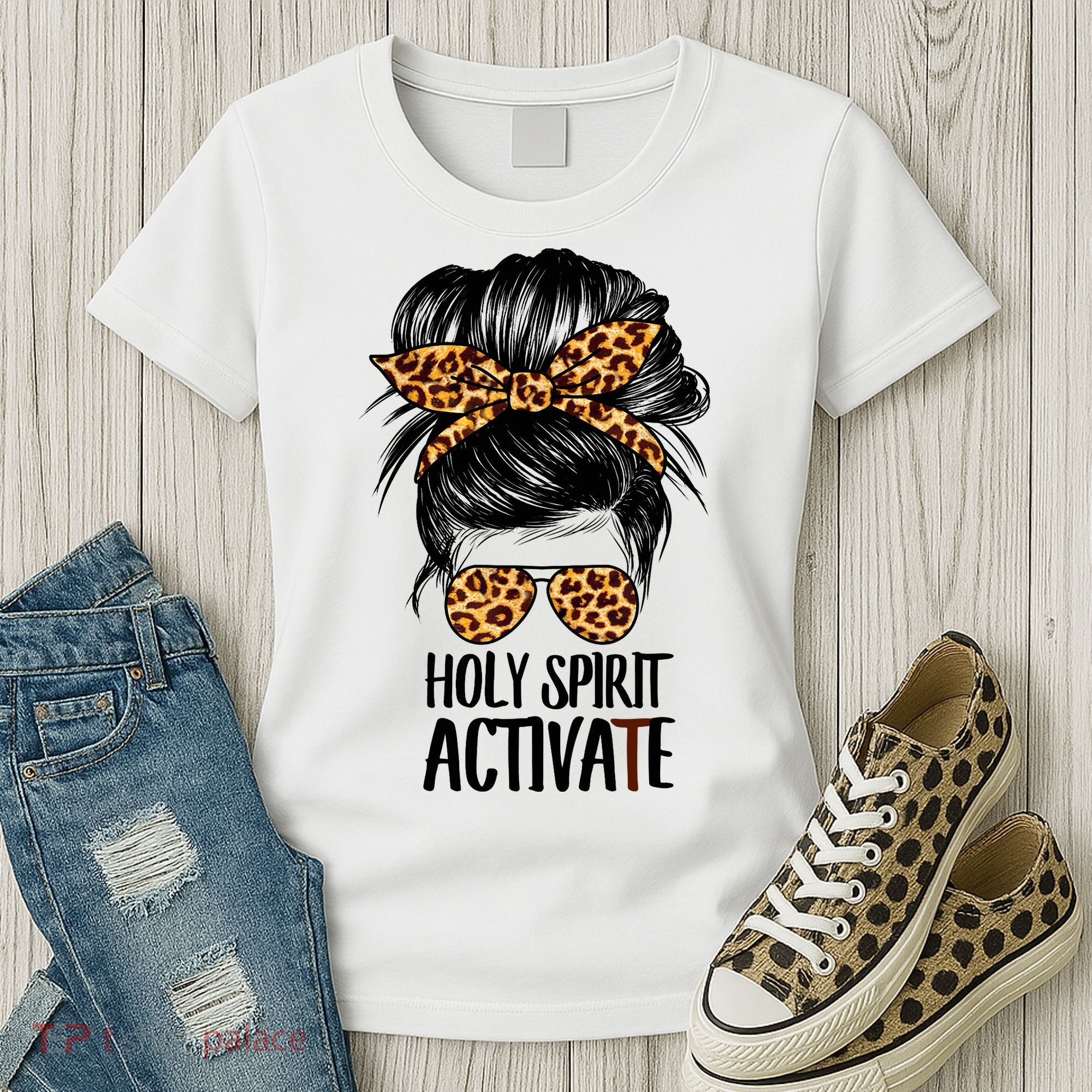 Trendy Religious Holy Spirit Cool Mom Life Leopard Print Women's T-Shirt