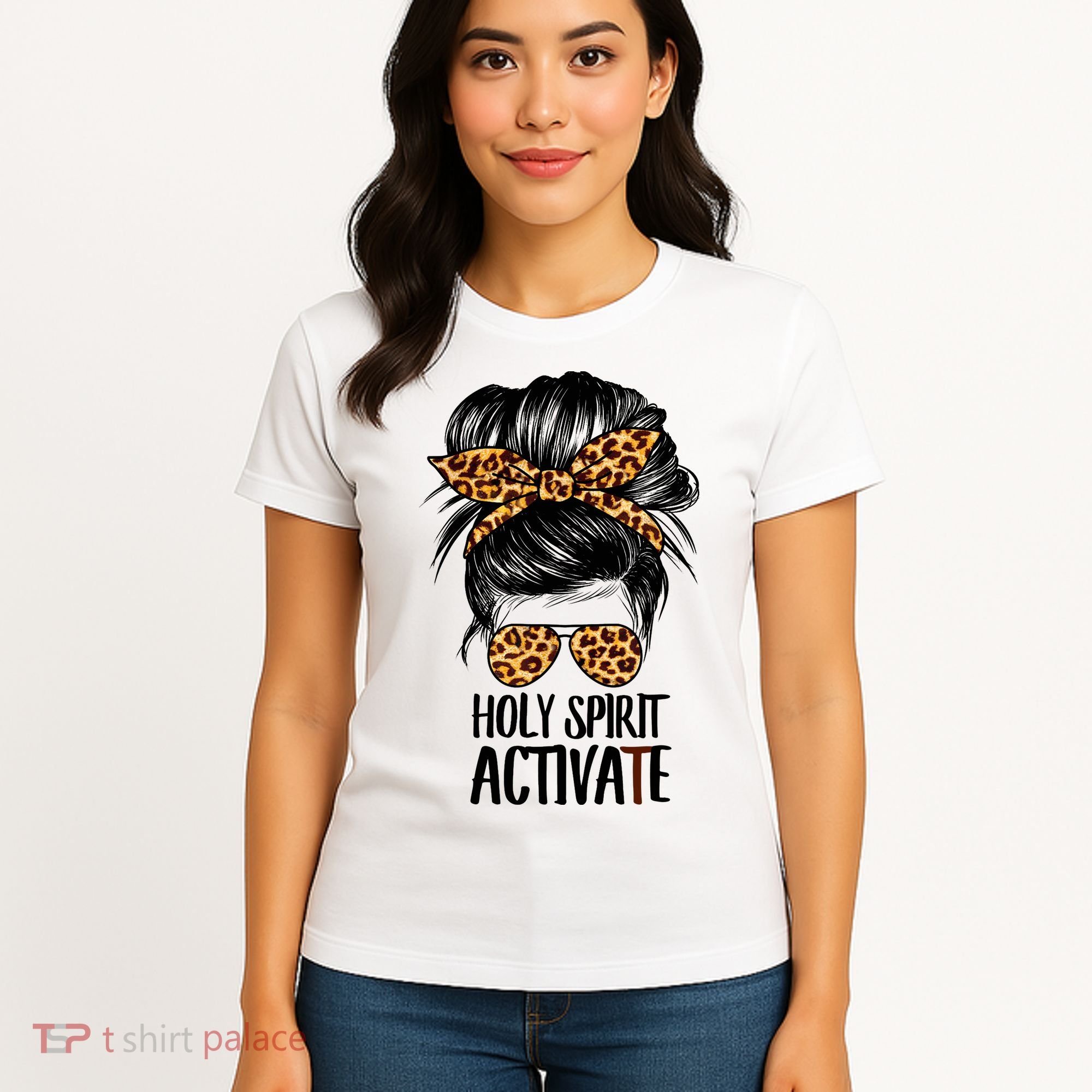 Trendy Religious Holy Spirit Cool Mom Life Leopard Print Women's T-Shirt