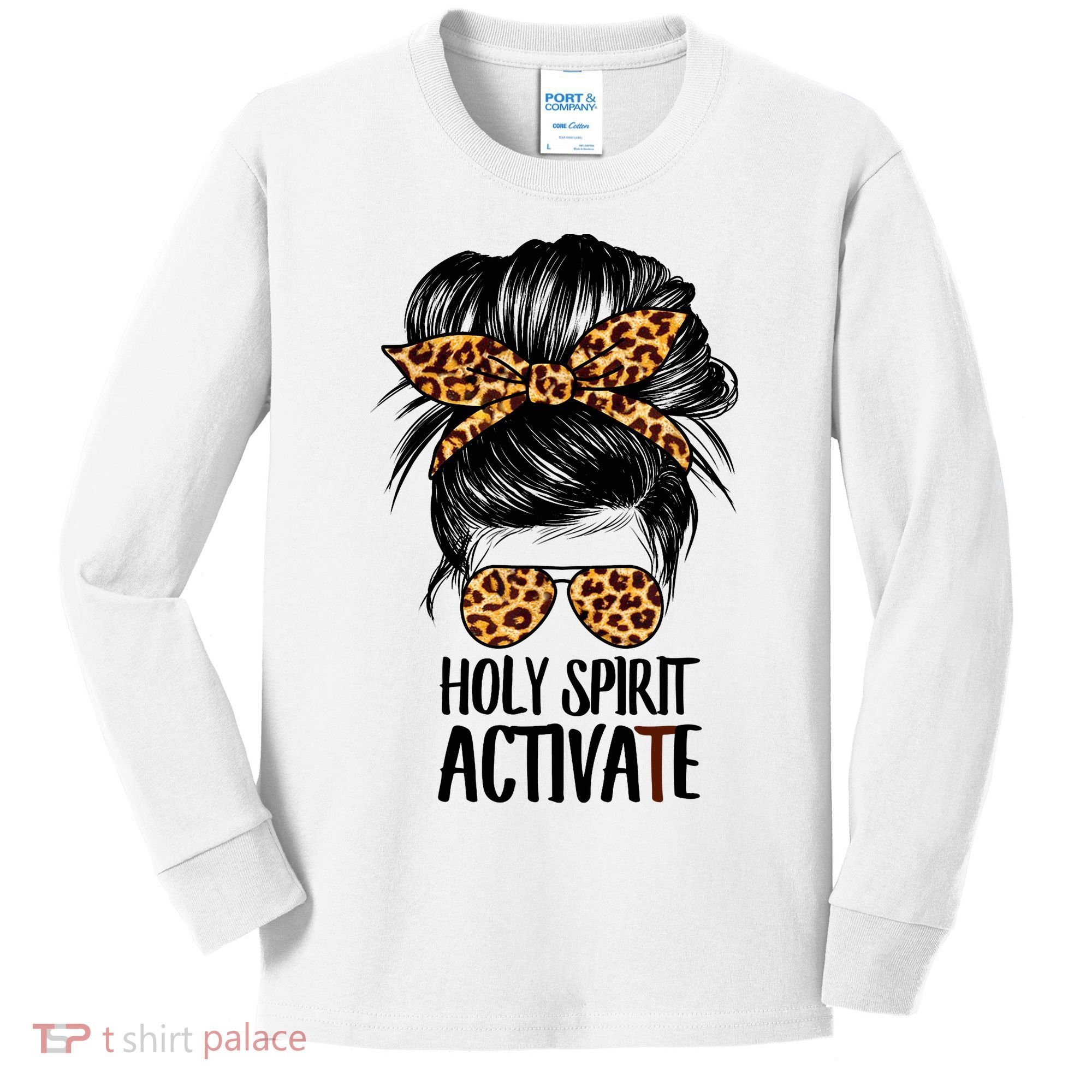 Trendy Religious Holy Spirit Cool Mom Life Leopard Print Kids Long Sleeve Shirt