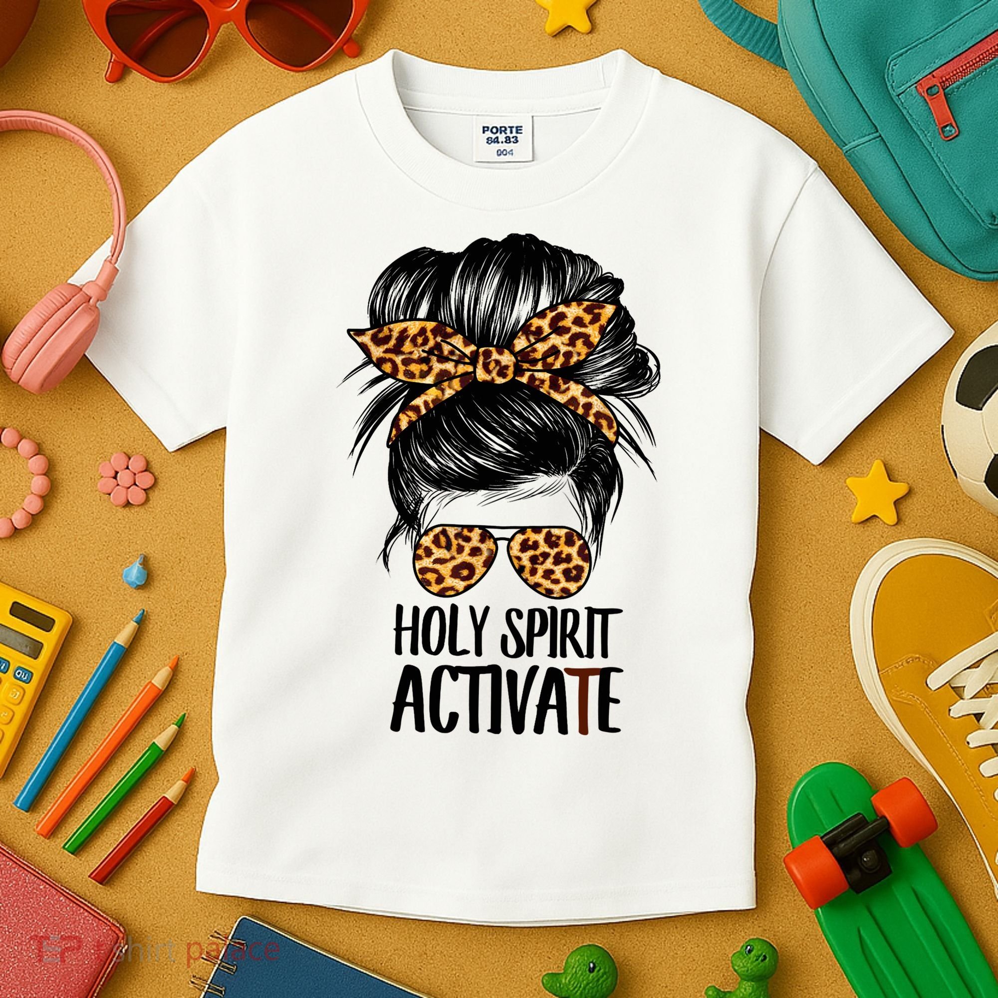 Trendy Religious Holy Spirit Cool Mom Life Leopard Print Kids T-Shirt