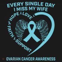 Teal Ribbon In Memory Of My Wife Ovarian Cancer Awareness T-Shirt thumb 7