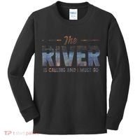 The River Is Calling I Must Go White Water Rafting Boating Kids Long Sleeve Shirt thumb 0