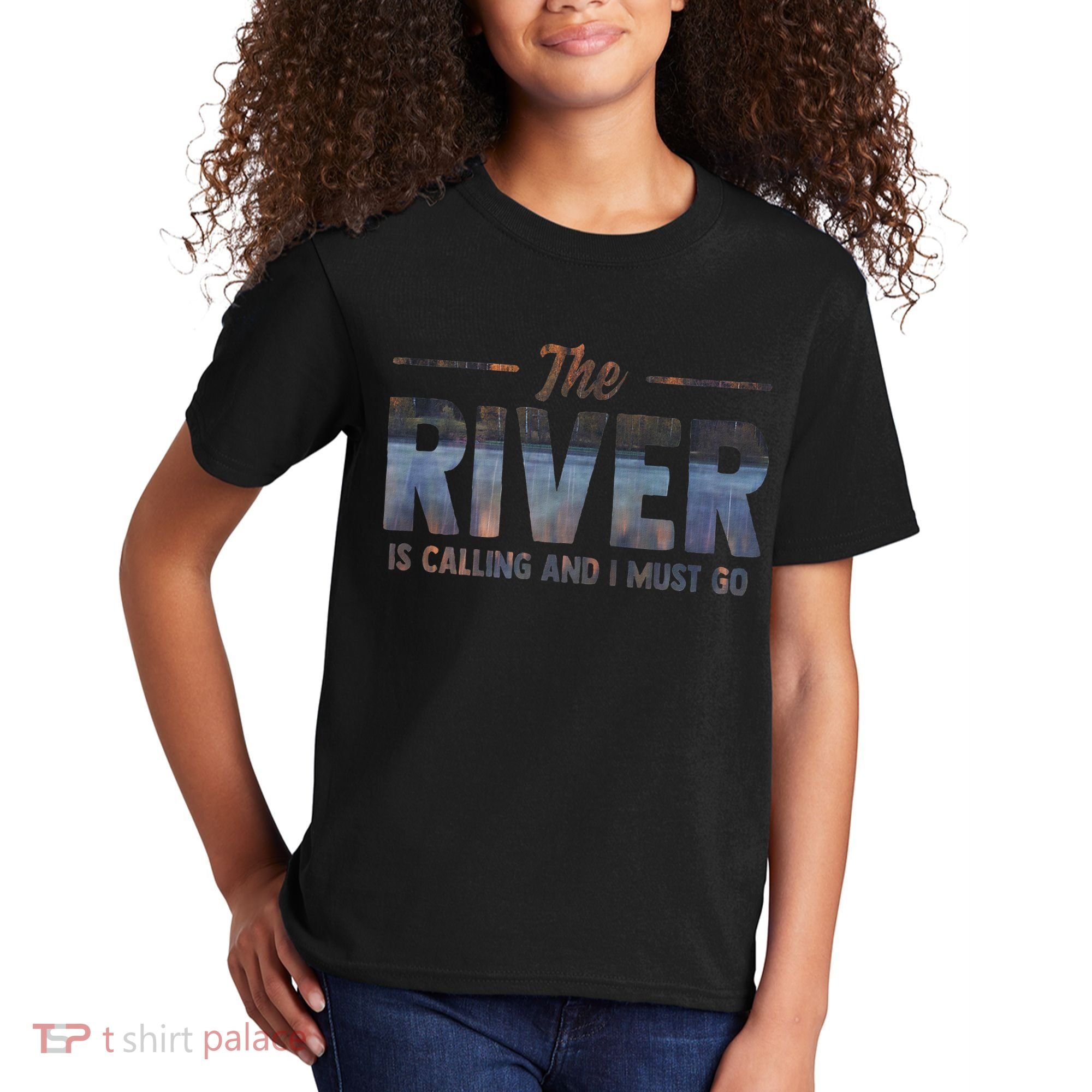 The River Is Calling I Must Go White Water Rafting Boating Kids T-Shirt